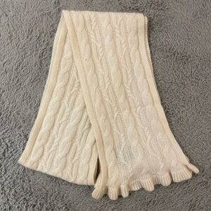 PURE CASHMERE Ivory Cable Knit 100% Cashmere Scarf 75 x 8